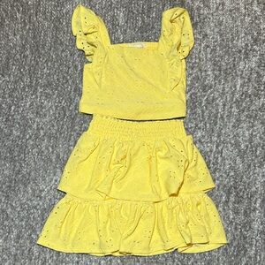 NWOT Between Yellow Eyelet Ruffle layered skirt & top size 6x